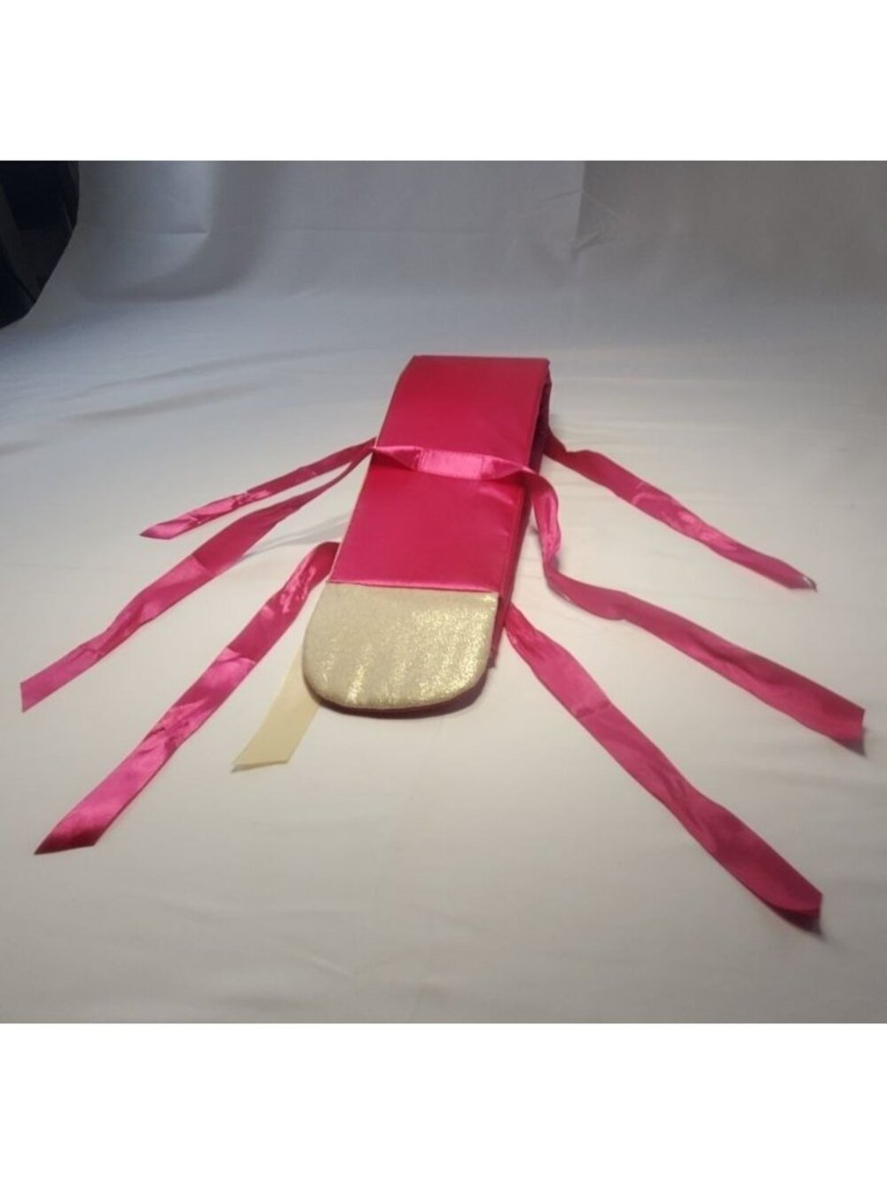 Wig Hair Extension Cover Holder Gold Pink with Ribbons